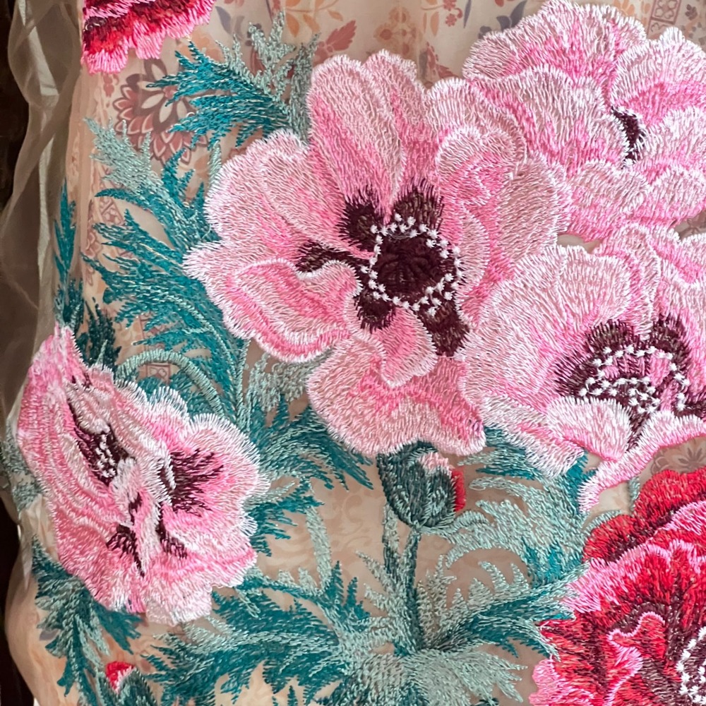 Feminine Womens Velvet Sheer Shirt Jacket Floral Sheer Cozy Boho Shabby Chic - Picture 10 of 14
